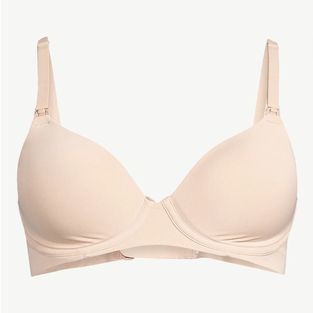 Joyspun NEW Beige T-Shirt Maternity Nursing Bra Wirefree Flexible Cup Size 38DD